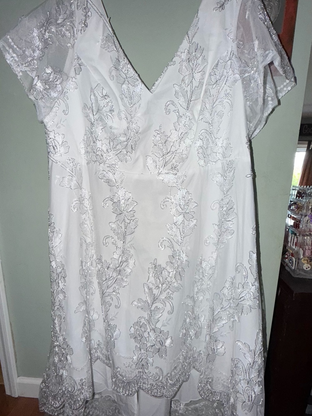 Ever Pretty White Dress with Silver Embroidery